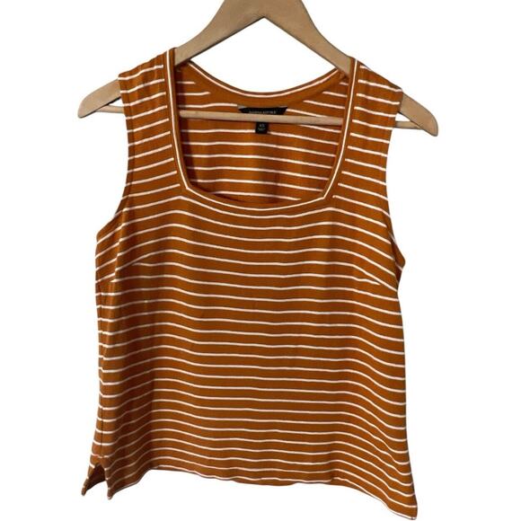 Banana Republic Camel Stripe Square Neck Textured Tank Top XS - Picture 1 of 4